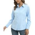 thumbnail image 3 of Women's Office Work Shirts Long Sleeve Button down Shirts Ladies V Neck Business Blouses, 3 of 9