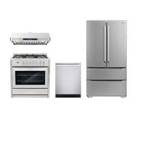 Cosmo 36 in. Dual Fuel Range & Range Hood & Dishwasher & Refrigerator Set