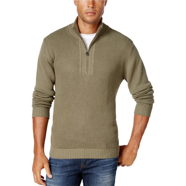 Suéter de punto texturizado resistente a la intemperie para hombre, verde, extragrande