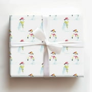 Firefighter Snowman Watercolor Christmas Wrapping Paper