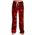 thumbnail image 2 of Women's Drawstring Valentine's Day Printed Casual Pants, Elastic Waist Lounge Pants for Women, Holiday Themed Sleepwear Pajama Pants, Comfortable Fit,Multicolor,M, 2 of 7