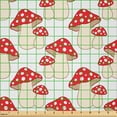thumbnail image 2 of Ambesonne Mushroom Fabric by the Yard Microfiber, Cartoon Style Amanita, 3 Yards, Cream Red, 2 of 2