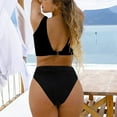 thumbnail image 5 of VBVC Womens High Waisted Bikini Sets Sporty Two Piece Swimsuits Solid Color Cheeky High Cut Bathing Suits, 5 of 6