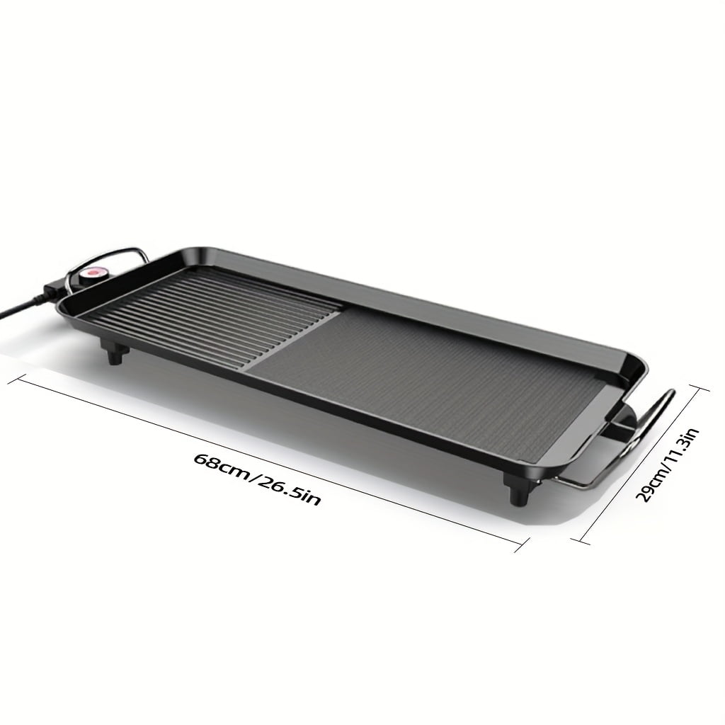 1500W Oblong Multifunctional Electric Baking Pan, 5-Gear Adjustable Temperature, Non-Stick Smokeless Design, 110V Indoor Electric Grill, Dishwasher Safe, Perfect for Fried Eggs,