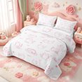 thumbnail image 3 of meiyoeat Mixed Pink Cat Cute Quilt King,Girly Kitten Pattern King Coverlet Set,3pcs,1 Bedspread and 2 Pillowcases, 3 of 7