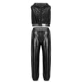 thumbnail image 2 of Sholeno Girls Sequins Sleeveless Zipper Hooded Top with Metallic Pants Set Club Jazz Hip Hop Disco Dance Outfits Black 16, 2 of 7