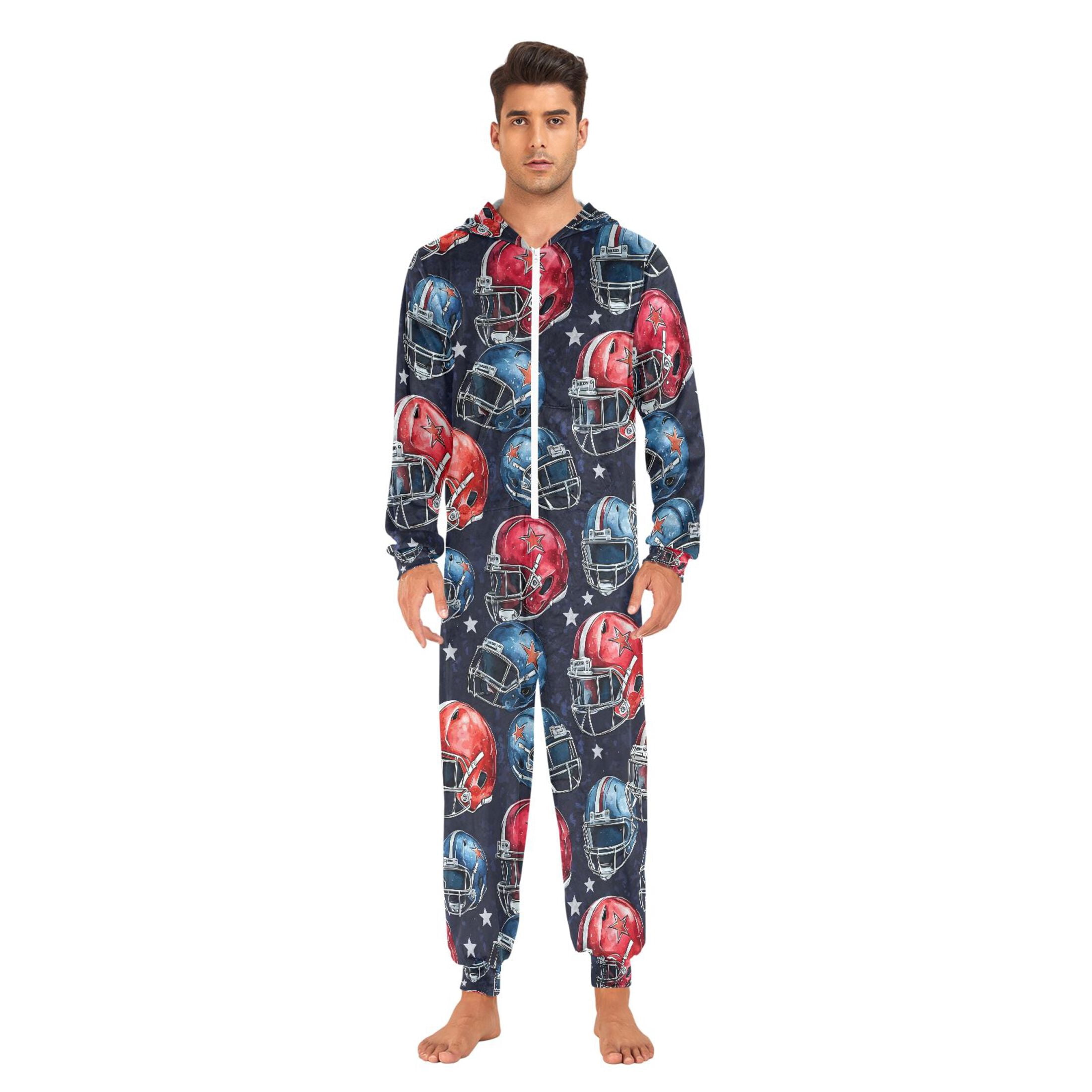joogoo Football Helmet Unisex Adults Onesies Pajamas Jumpsuits XL