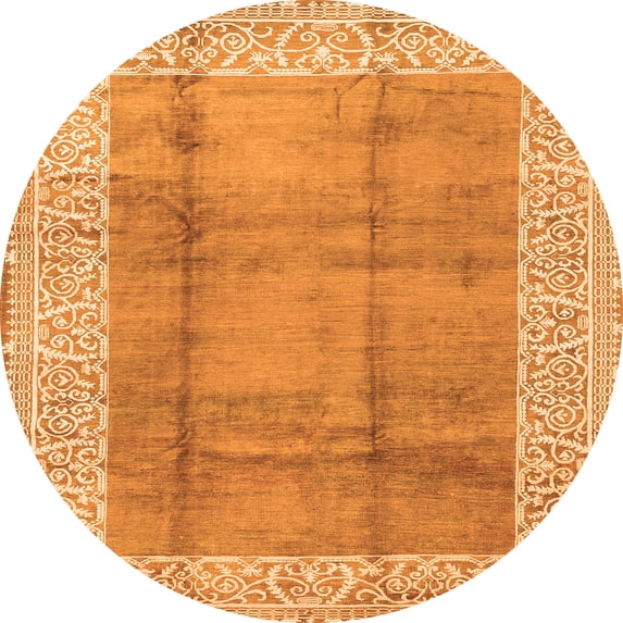 Ahgly Company Indoor Round Abstract Orange Contemporary Area Rugs, 4' Round