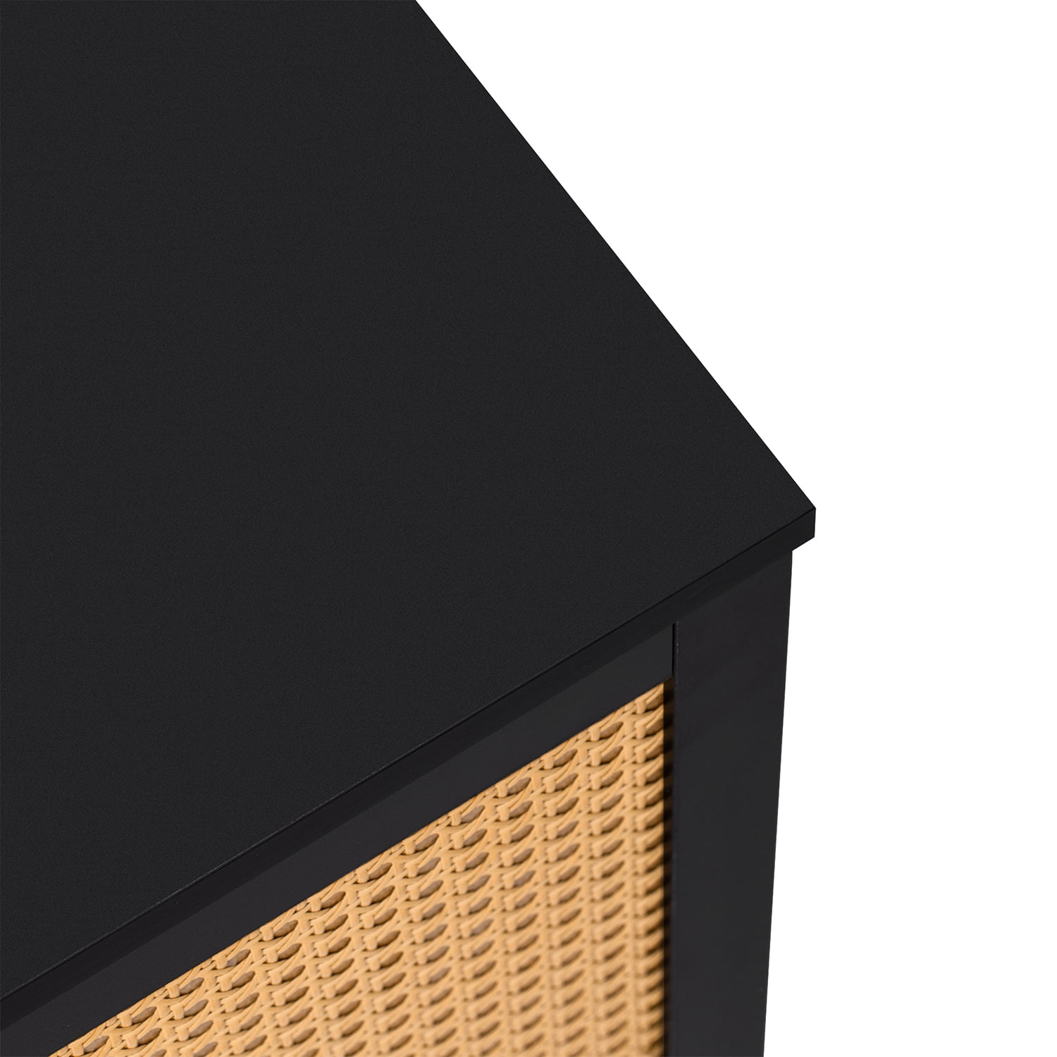 Kadyn 54" Sideboard Buffet Cabinet, Sideboard Storage Cabinet with Artificial Rattan Door and Rebound Device for Entryway, Black Kadyn 54" Sideboard Buffet Cabinet, Sideboard Storage Cabinet with Artificial Rattan Door and Rebound Device for Entryway, Black