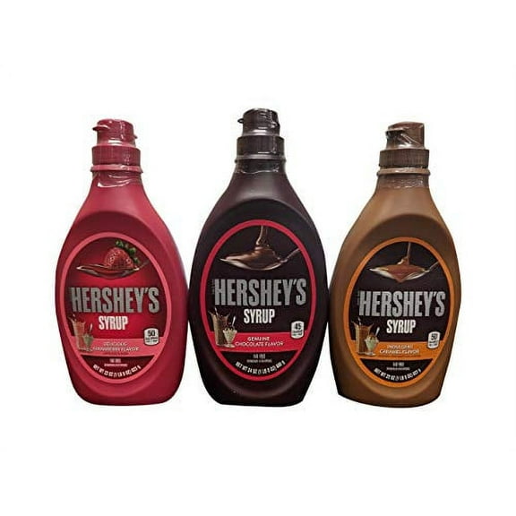 Hershey's Syrup Variety Pack Bundle of 3 Flavors- Chocolate, Caramel and Strawberry