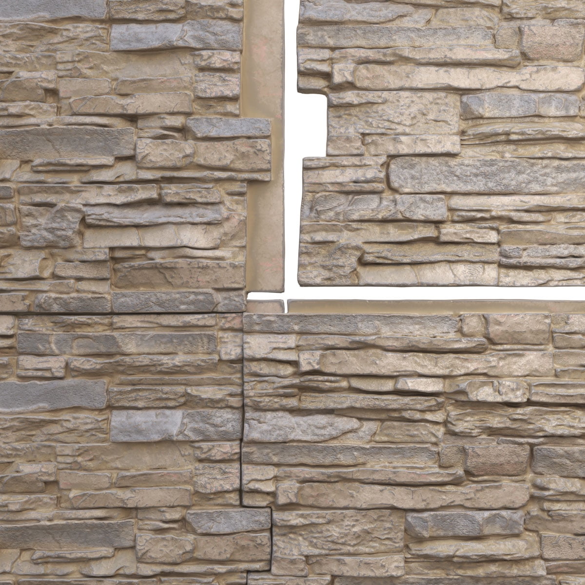 Ekena Millwork 45 3/4"W x 24 1/2"H x 1 1/4"D Canyon Ridge Stacked Stone, EverStone Faux Stone Siding Panel, Rockwall