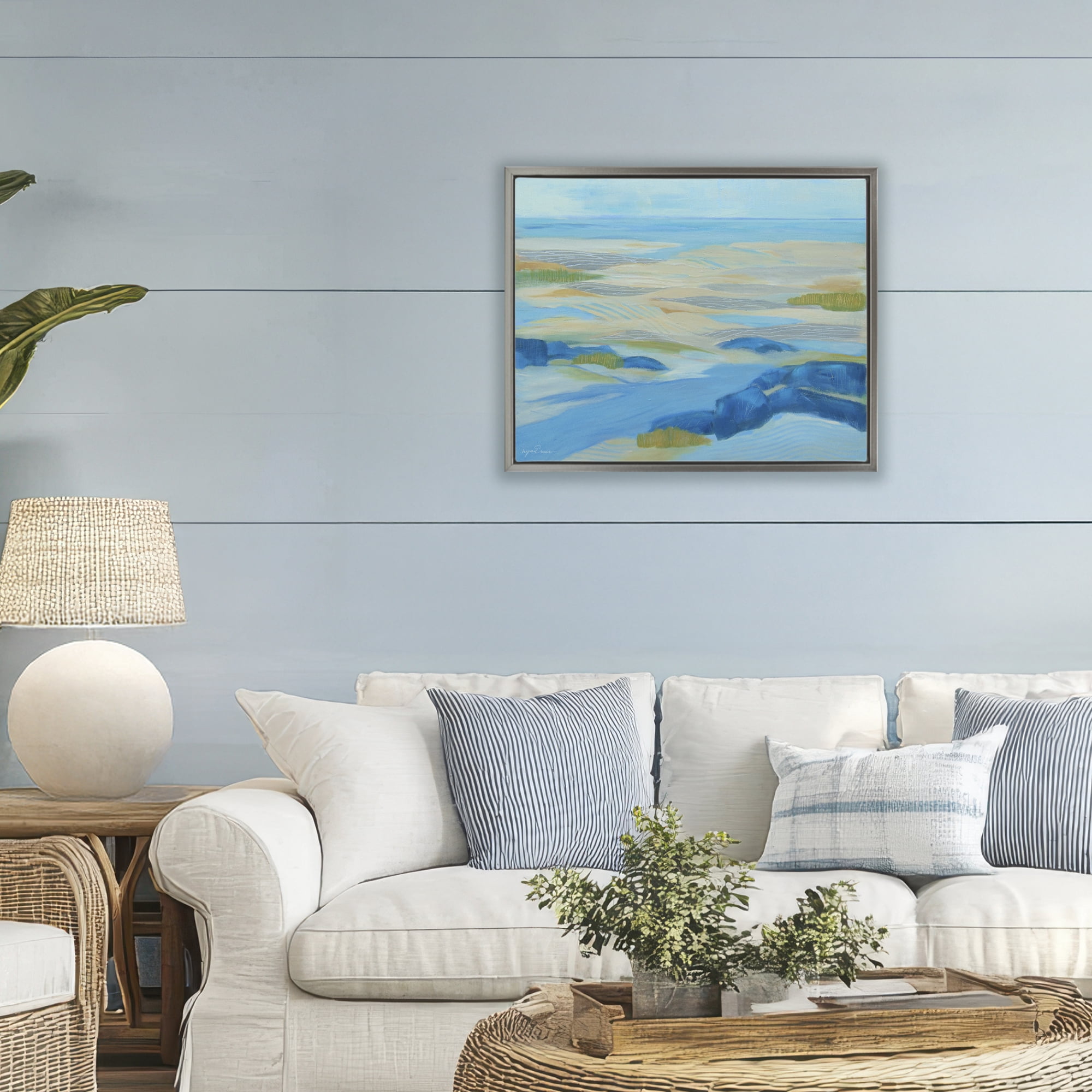 Stupell Industries Coastal Walk Among Dunes Gray Framed Floater Canvas Wall Art, design by Lynn Ericson Fine Art