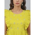thumbnail image 7 of Janasya Indian Round Neck Sleeveless Embroidered Yellow Cotton Top For Women, 7 of 7