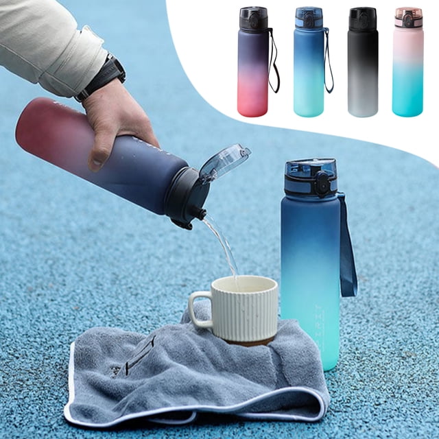 Sentmoon Large Water Bottle Sport Water Bottle Large-capacity Outdoor Sports Cups Gradient Color Portable Cups High-color Plastic Cups Locking Bouncing Cups Space Cups