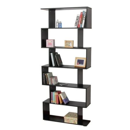 Walfront Mainstays Home 6-Tier Corner Bookshelf Solid Wood Bookshelves Bookcase Storage Shelves Storage Cube Closet Organizer Shelf Rack, (Best Wood For Open Shelves)