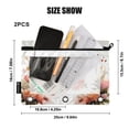 thumbnail image 4 of Cat Head Flowers Floral 2 Pack Pencil Pouches Zipper Pencil Case 3 Ring Pencil Pouch Cosmetic Bag, 4 of 6