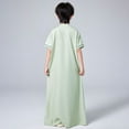 thumbnail image 6 of Xiaowennn Arabic Thobe Thobe Short Sleeve Embroidery Kaftan Crew Collar Robe With Button Up For Boys Girls 5 11, 6 of 8