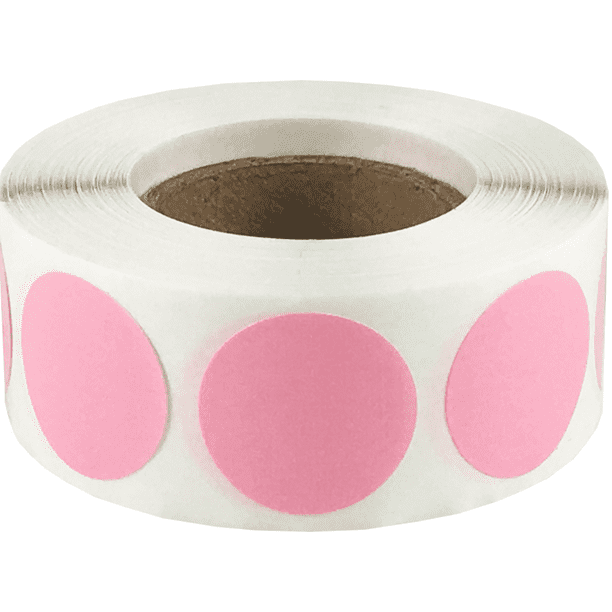 Pink Removable Circle Dot Stickers, 0.75 Inch Round, 500 Labels on a