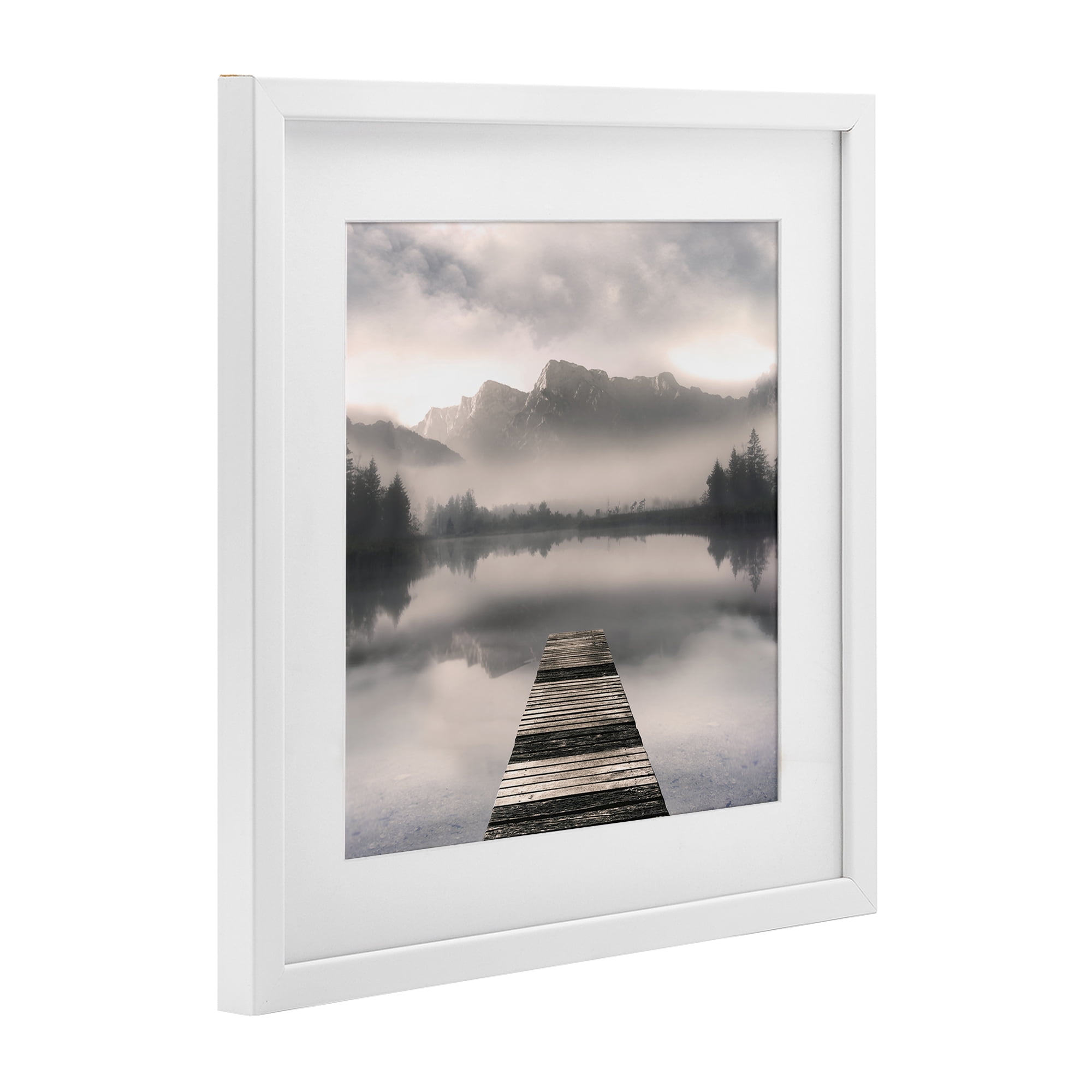 Stupell Industries Calm Reflective Waters & Mountains White Framed Print Under Glass, design by Irene Weisz