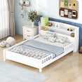 thumbnail image 2 of Euroco Wood Full Size Platform Bed with LED Light and Storage Headboard, Antique White, 2 of 12