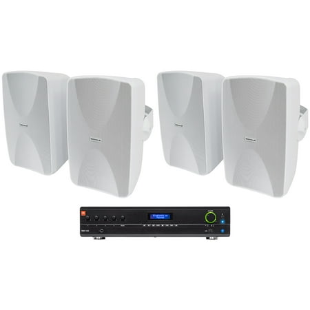 JBL VMA1120 Commercial/Restaurant Amplifier Mixer+(4) White 6.5" Wall Speakers