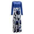 thumbnail image 4 of FcBaudy Longues Robe à Manches à Col Rond Femme Été Robe Décontractée à Manches Longues à Imprimé Floral Patchwork Robe Maxi Robe Femme, 4 of 7
