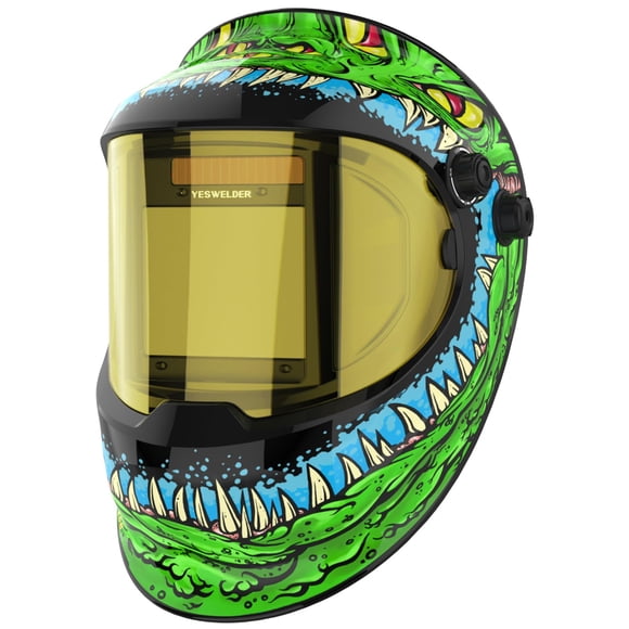 YESWELDER Casque de Soudage Auto Assombrissant avec Vue Latérale, Vue Panoramique à 180°, Capuche de Soudeur Solaire Couleur Réelle 1/1/1/1, Grand Ombre 3/5-9/9-13