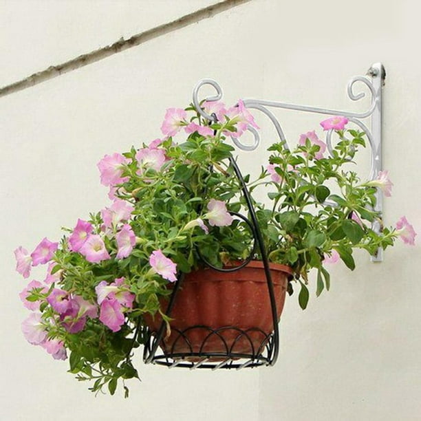 Soporte de ganchos de hierro forjado para maceta de plantas soporte de cesta colgante montado en la pared Hugtrwg Para estrenar