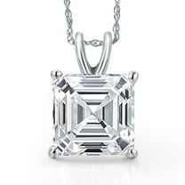 Gem Stone King 5.00 Ct IGI Certified Lab Grown Diamond Pendant Necklace in 14K White Gold | Square Emerald Cut | E-F Color | VS1-VS2 Clarity | Gold Necklace for Women | With 18 inch Gold Chain