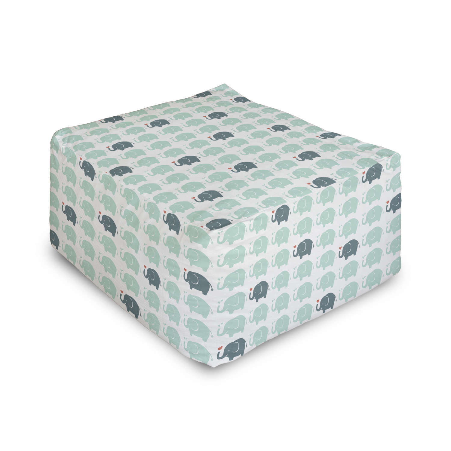 Animal Rectangle Pouf, Cartoon Pattern Water Drops Doodle Cheerful Fun ...