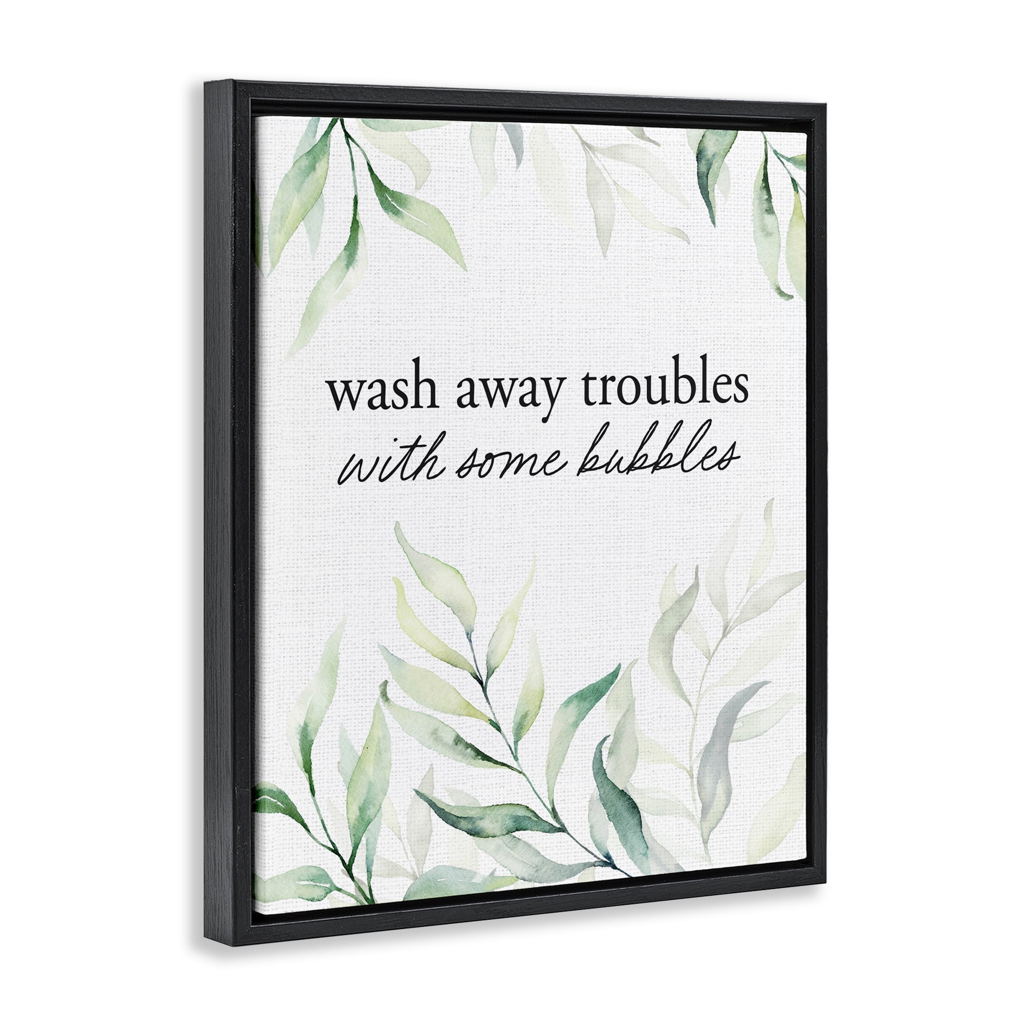 Zen Wash Away Troubles Black Framed Floater Canvas Wall Art, design by Lettered and Lined