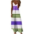 thumbnail image 3 of Sentmoon Robes Maxi d'Été pour Femmes 2025 Sans Manches à Col en V Robes Tropicales pour Femmes à Rayures Imprimées à Bretelles Spaghetti Robe pour Femme Élégante pour Festival de Musique S, 3 of 6