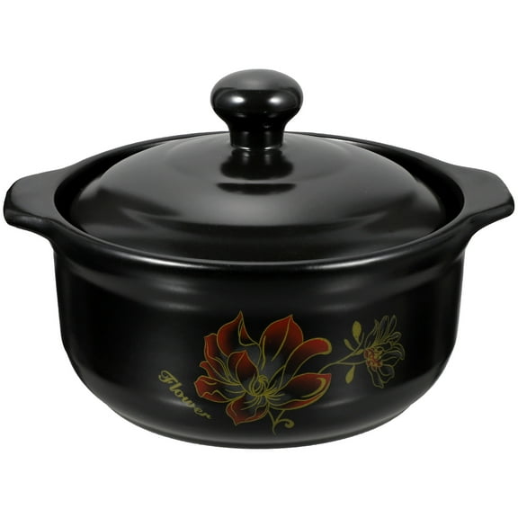 CATIEBYE Thick Ceramic Pot Black Cooking 1Set