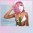 thumbnail image 3 of El aire rizado ondulado rosado golpea los bollos de pelo corto de las mujeres, peluca rosa púrpura ondas rizadas hasta los hombros cabello artificial niñas peluca de siete colores, 3 of 5