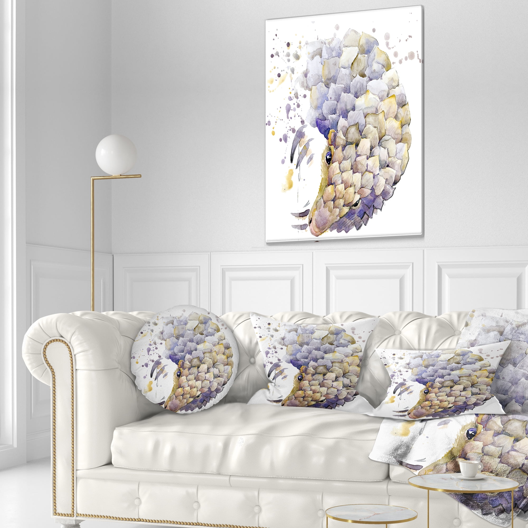 Designart Armadillo Illustration Art - Animal Throw Pillow - 12x20
