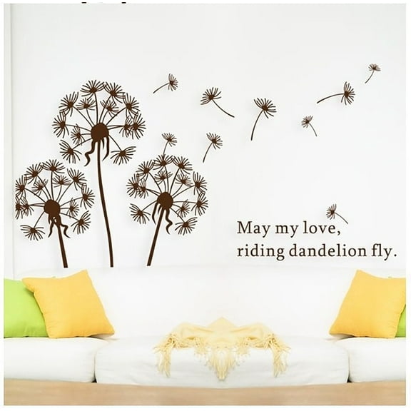 Dandelions Fluttering In The Wind Wall Decal Sticker - DIY PVC Removable Transparent Film Self-Adhesive Mural Art Wall Decor for Living Room, Bedroom Kids Room Nursery TV Sofa Background