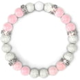 thumbnail image 1 of Nvzi Pulsera de cuarzo rosa para mujer Cristal de cuarzo rosa + piedra de cristal de aromaterapia de lava blanca, 1 of 4