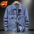thumbnail image 3 of Chaquetas vaqueras para hombre, abrigo vaquero holgado, cálido y moderno, para hombre, ropa de abrigo acolchada tipo Joker, ropa de abrigo estética para invierno, talla L, a bordo, Y2k, desgastada, 3 of 5