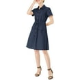 thumbnail image 6 of INSPIRE CHIC Women's Fit and Flare Collar Pocket Elastic Waist Mini Dress S Blue, 6 of 9
