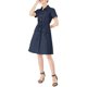 thumbnail image 5 of Vestido mini azul XL con ajuste y vuelo, cuello, bolsillos y cintura elástica para mujer Inspire Chic, 5 of 8