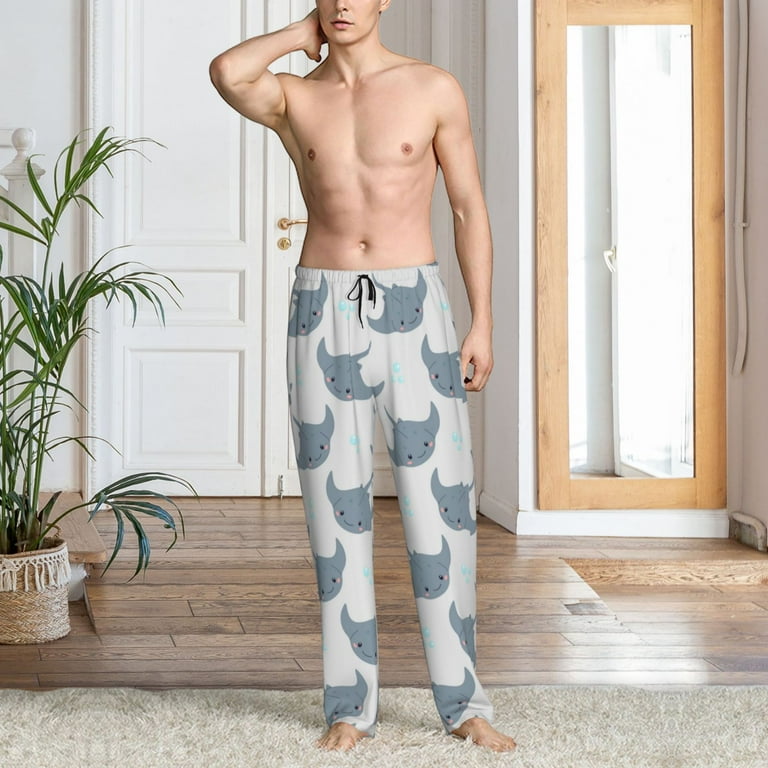 Mens Pajama Pants Bottoms with Pockets cute stingray bubbles grey Soft Mens Pj Pants Comfy Men Lounge Pants Walmart