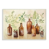 Stupell Industries Ferns and Plants Glass Jars Brown Green Painting Wall Plaque Design by Julia Purinton