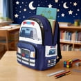 thumbnail image 4 of Xixirimido Cartoon Police Car Print 17" Kids Backpack for Boys & Girls Large School Bags with Multi Pockets Elementary Middle High School Student Bookbag, 4 of 8