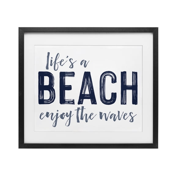 Summer Sentiment Enjoy Waves Black Framed Print Under Glass, design by Lettered and Lined