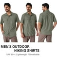 thumbnail image 3 of POENTAB Men Summer Sun Protection Shirts Loose Casual Short Sleeve Button Up Lightweight Outdoor Workwear With Mesh Line Green, 3 of 8