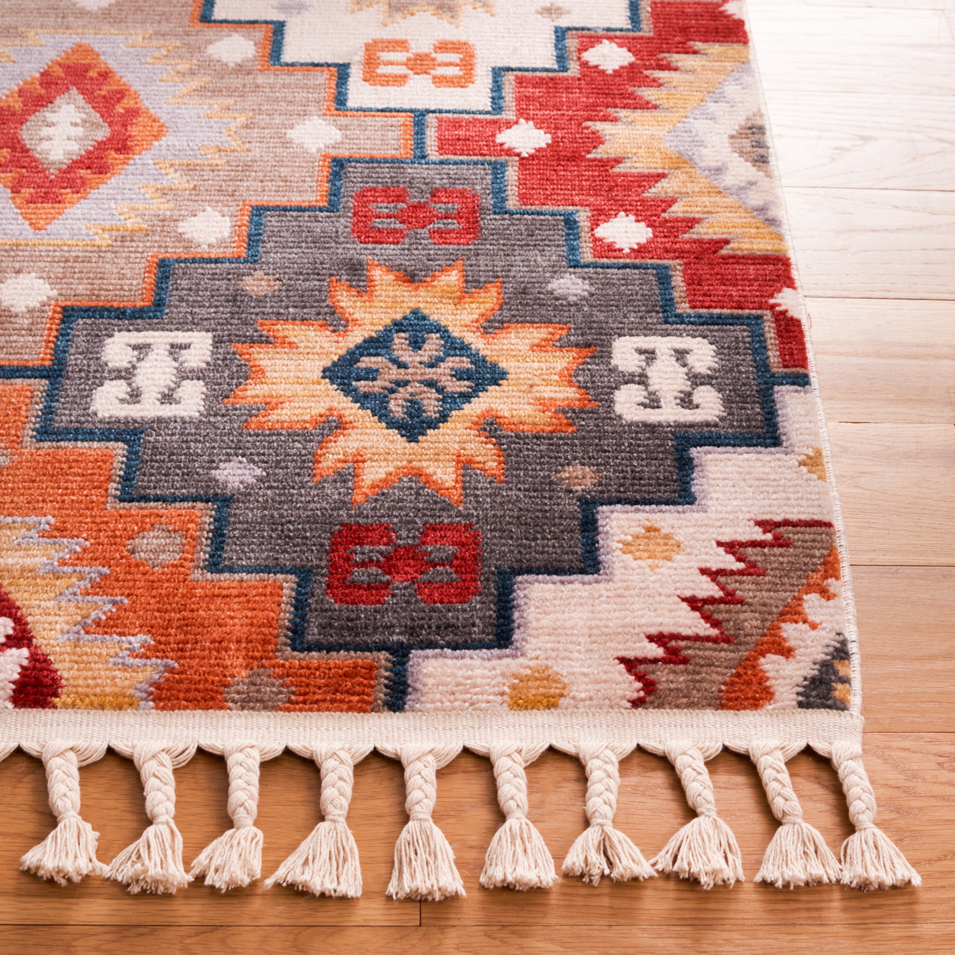 Safavieh Farmhouse Marais Geometric Area Rug, Gray/Red, 9' x 12'