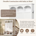thumbnail image 6 of FFZ Farmhouse Hall Tree with Arched Design, Walnut Bench and 5 Hooks, White, 6 of 14