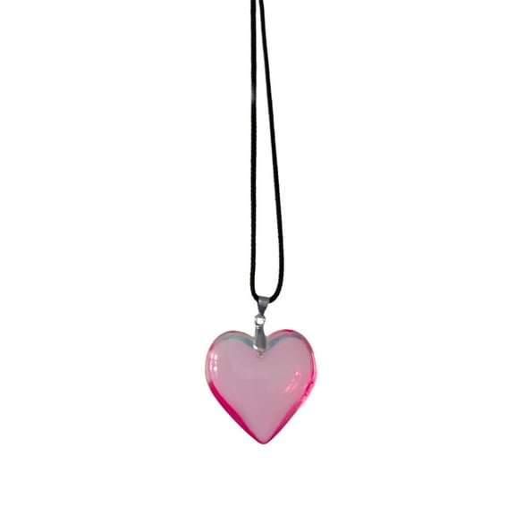 RYUJNDK Temperament Lace up Necklace Elegant Clear Glass Heart Pendant Necklace Choker Fashion Collar Necklaces Jewelry