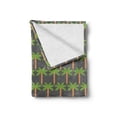 thumbnail image 2 of Exotic Soft Flannel Fleece Throw Blanket, Illustration of Tropical Palm Trees Hawaiian Nature Elements, Cozy Plush for Indoor and Outdoor Use, 50" x 60", Grey Lime Green, by Ambesonne, 2 of 6