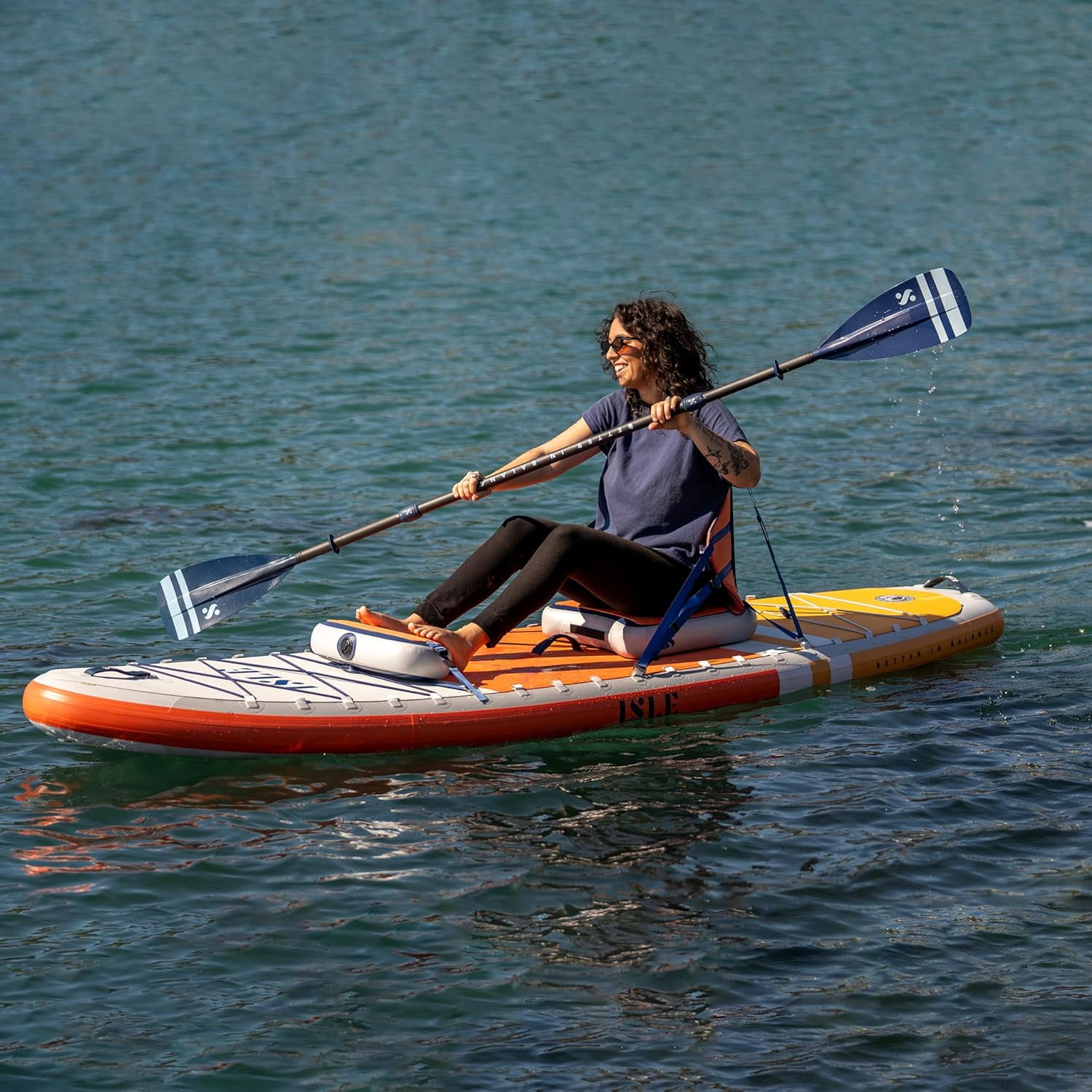 ISLE Pioneer Inflatable Stand Up Paddle Board 10.6x34x6in-max.285lbs-Coral/Sun
